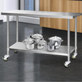 Cefito 1524x610mm Stainless Steel Kitchen Bench Wheels 304