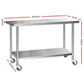 Cefito 1524x610mm Stainless Steel Kitchen Bench Wheels 304