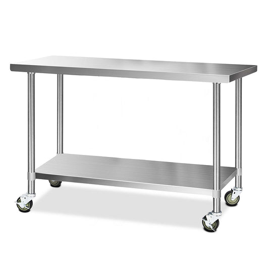 Cefito 1524x610mm Stainless Steel Kitchen Bench Wheels 304