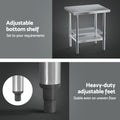 Cefito Stainless Steel Kitchen Bench Table 610x760mm 430