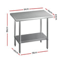 Cefito Stainless Steel Work Bench 910x610mm 430