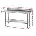 Cefito Stainless Steel Kitchen Bench w/ Splashback 1500x600 430