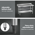 Cefito Stainless Steel Kitchen Bench w/ Splashback 1500x600 430