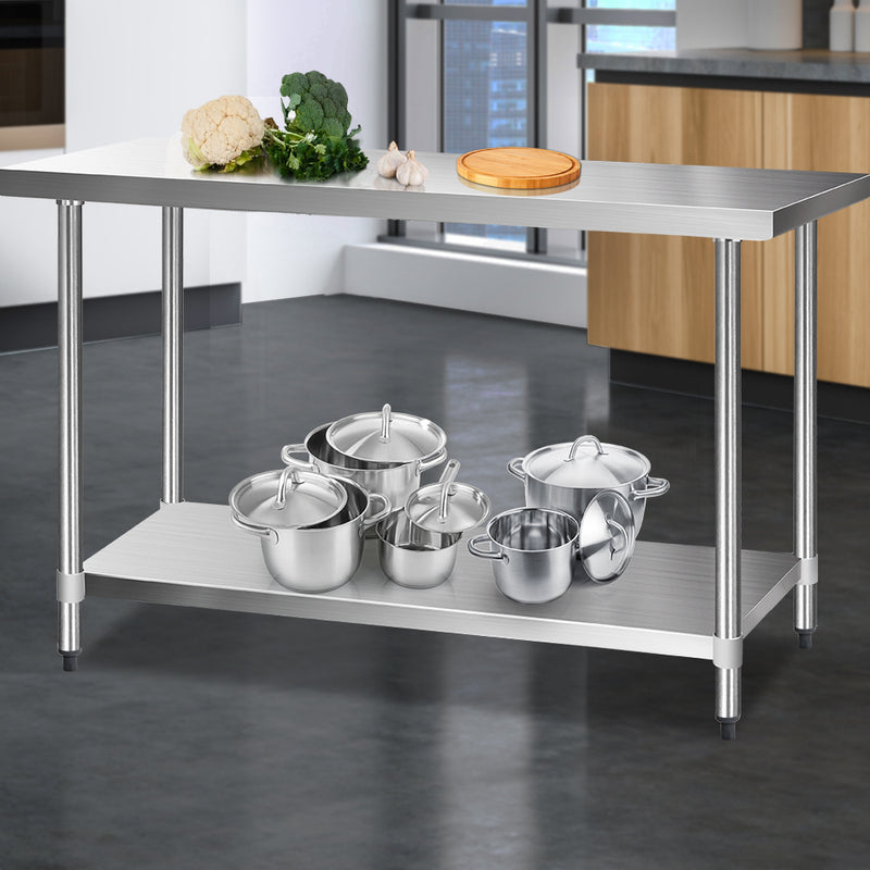 Cefito Stainless Steel Kitchen Bench 1524x610mm 430