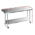 Cefito Stainless Steel Kitchen Bench 1829x760mm Wheels