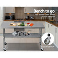 Cefito Stainless Steel Kitchen Bench 1829x760mm Wheels