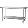 Cefito Stainless Steel Kitchen Bench 1829x760mm Wheels