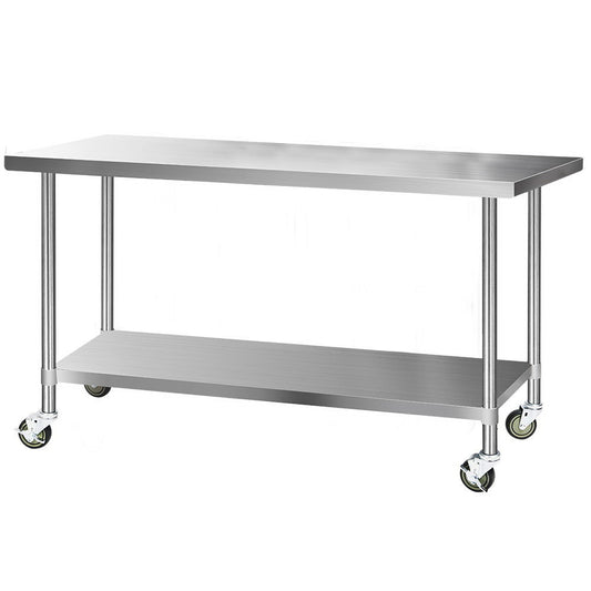 Cefito Stainless Steel Kitchen Bench 1829x760mm Wheels