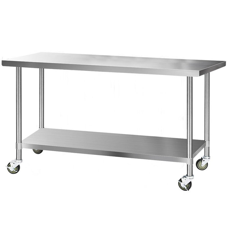 Cefito Stainless Steel Kitchen Bench 1829x760mm Wheels