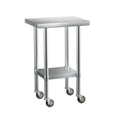Cefito Stainless Steel Work Bench 61x46cm Wheels 430