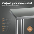 Cefito Stainless Steel Work Bench 61x46cm Wheels 430