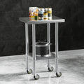 Cefito Stainless Steel Work Bench 61x46cm Wheels 430