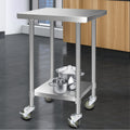 Cefito 610x610mm Stainless Steel Bench with Wheels
