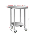Cefito 610x610mm Stainless Steel Bench with Wheels