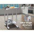Cefito 610x610mm Stainless Steel Bench with Wheels
