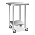 Cefito 610x610mm Stainless Steel Bench with Wheels