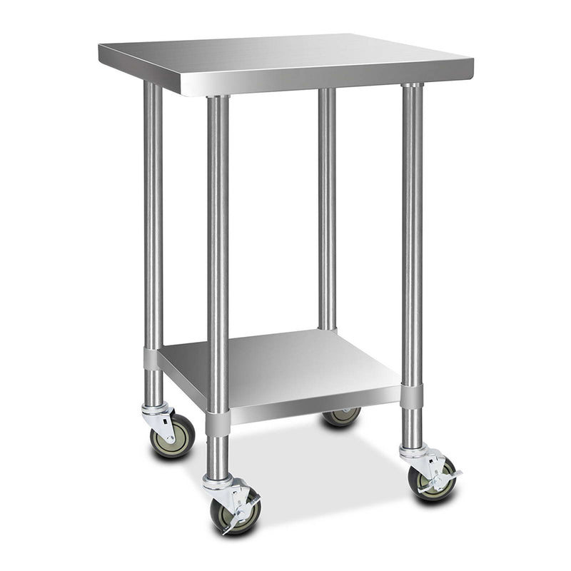 Cefito 610x610mm Stainless Steel Bench with Wheels