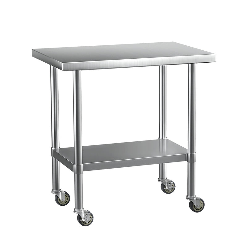 Cefito Stainless Steel Work Bench 91x61cm Wheels 430