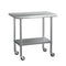 Cefito Stainless Steel Work Bench 91x61cm Wheels 430