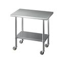 Cefito Stainless Steel Work Bench 91x61cm Wheels 430