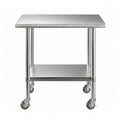 Cefito 914x762mm Stainless Steel Kitchen Bench w/ Splashback Work Table Prep Bench Commercial 430