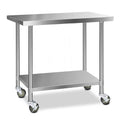 Cefito 1219x610mm Stainless Steel Kitchen Bench Wheels 430