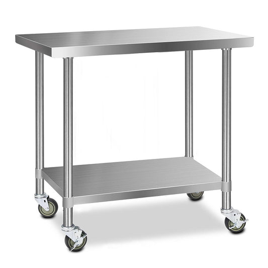 Cefito 1219x610mm Stainless Steel Kitchen Bench Wheels 430