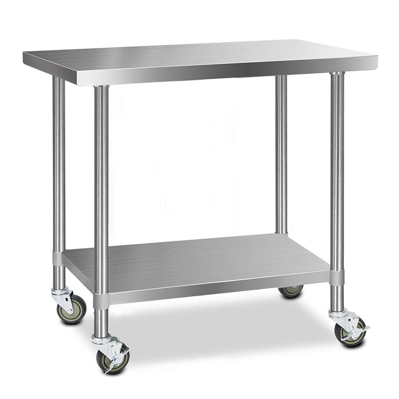 Cefito 1219x610mm Stainless Steel Kitchen Bench Wheels 430