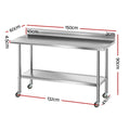 Cefito Stainless Steel Kitchen Bench 1500x600mm Splashback 430