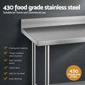Cefito Stainless Steel Kitchen Bench 1500x600mm Splashback 430