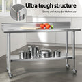 Cefito Stainless Steel Kitchen Bench 1500x600mm Splashback 430
