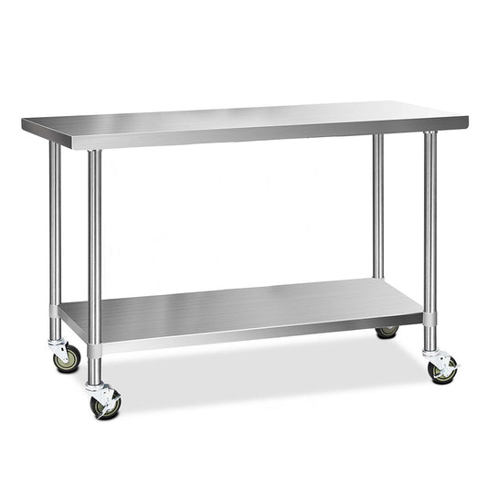 Cefito 1524x610mm Stainless Steel Kitchen Bench Wheels 430