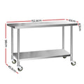 Cefito 1524x610mm Stainless Steel Kitchen Bench Wheels 430