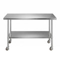 Cefito 1524x762mm Stainless Steel Kitchen Bench w/ Splashback Work Table Prep Bench Commercial 430