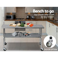 Cefito 1829x610mm Stainless Steel Kitchen Bench Wheels 430