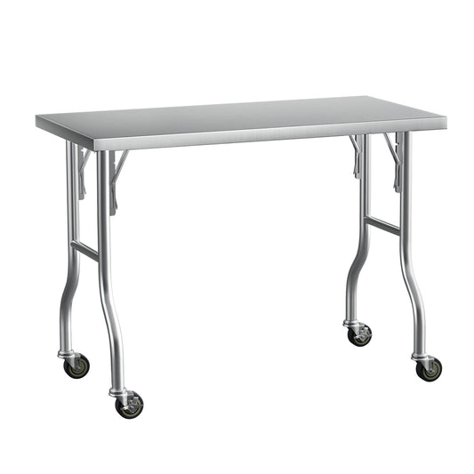 Cefito Stainless Steel Work Bench 122x61cm Wheels 430