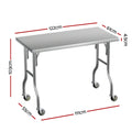 Cefito Stainless Steel Work Bench 122x61cm Wheels 430