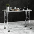Cefito Stainless Steel Work Bench 122x61cm Wheels 430