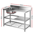 Cefito 120cm Stainless Steel Kitchen Bench Sink Splashback