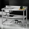 Cefito 120cm Stainless Steel Kitchen Bench Sink Splashback