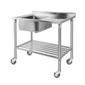 Cefito Stainless Steel Sink Bench 304 Wheels Work Table Bowl