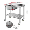Cefito Stainless Steel Sink Bench 304 Wheels Work Table Bowl