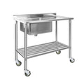 Cefito Stainless Steel Sink Bench 304 Wheels Work Table Bowl