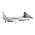 Cefito 610mm 430 Stainless Steel Wall Shelf with Hooks and Side Guards