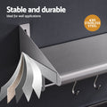 Cefito 610mm 430 Stainless Steel Wall Shelf with Hooks and Side Guards