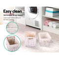 Artiss Bedside Table 1 Drawer Basket Rustic White x2