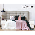 Artiss Bedside Table 1 Drawer Basket Rustic White x2