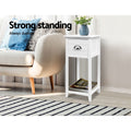 Artiss Bedside Table Vintage White Thyme 3 Drawer