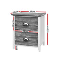 Artiss Bedside Table 2 Drawers Vintage Grey x2