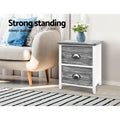 Artiss Bedside Table 2 Drawers Vintage Grey x2